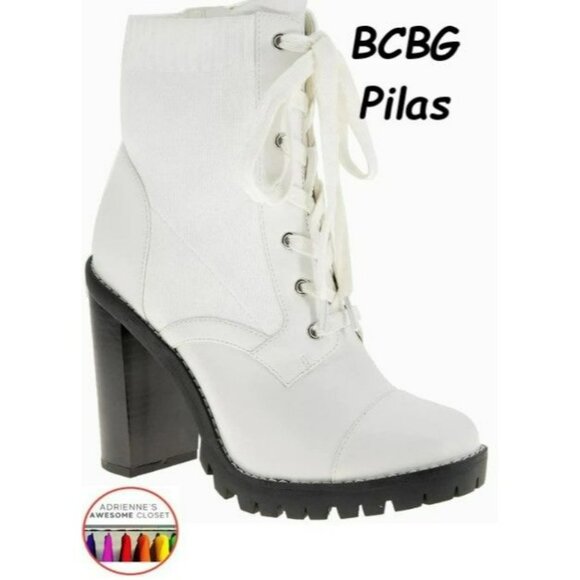 BCBGENERATION PILAS FAUX LEATHER LACE-UP BOOTIES, Sz 8, 9.5, & 10, NEW in Box - Picture 1 of 6